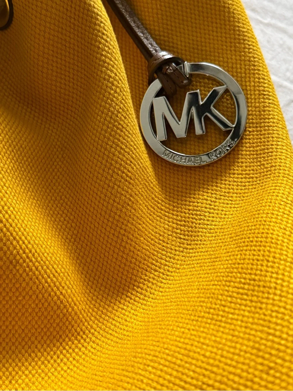 Michael Kors Bright Yellow Canvas Drawstring Shoulder Bag
